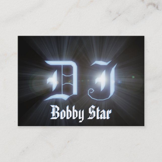 A cool DJ blue laser ligt initials business card (Front)