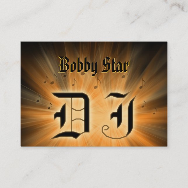 A cool DJ gold orange laser ligt business card (Front)