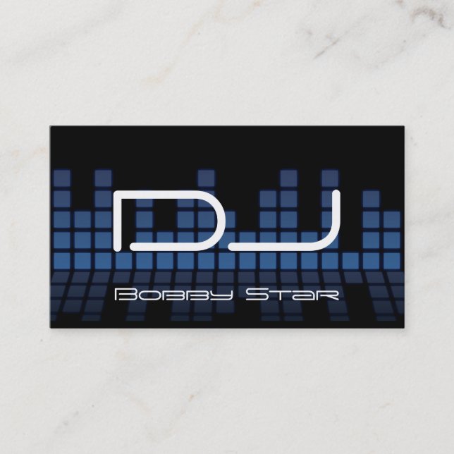 A cool DJ modern blue equalizer business card (Front)