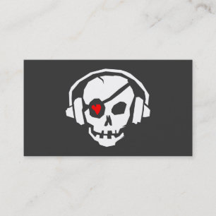A cool grey DJ Skull love Icon business card