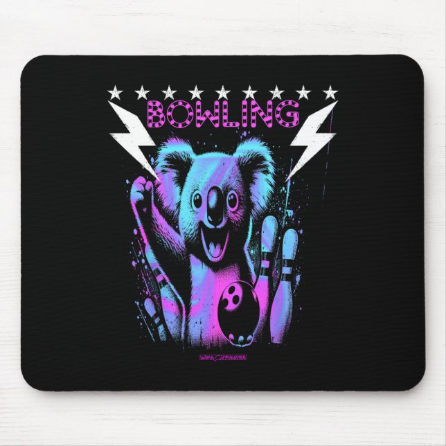 A Cool Koala Bear Bowling With Lightning Strike  Mouse Pad (Front)