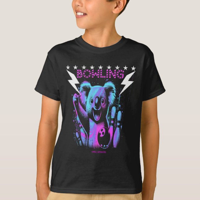 A Cool Koala Bear Bowling With Lightning Strike  T-Shirt (Front)