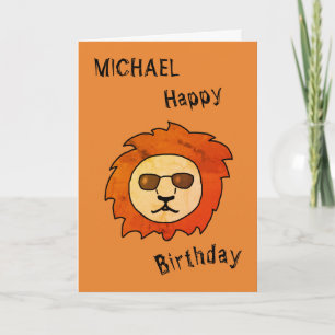 A Cool Lion with Sunglasses Name Card