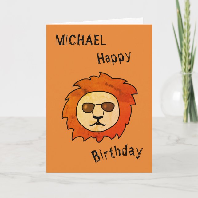 A Cool Lion with Sunglasses Name Card (Front)