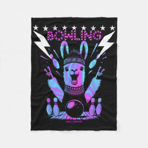 A Cool Llama Bowling With Lightning Strike  Fleece Blanket