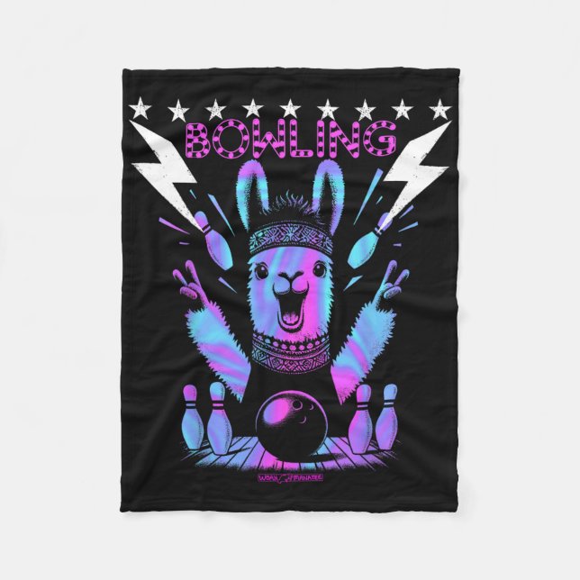 A Cool Llama Bowling With Lightning Strike  Fleece Blanket (Front)