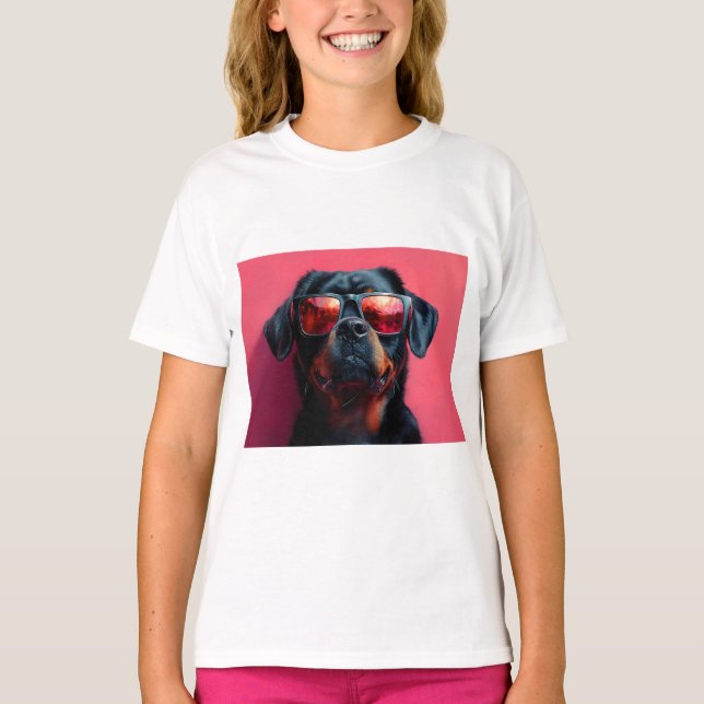 A cool rottweiler with sunglasses T-Shirt (Front)