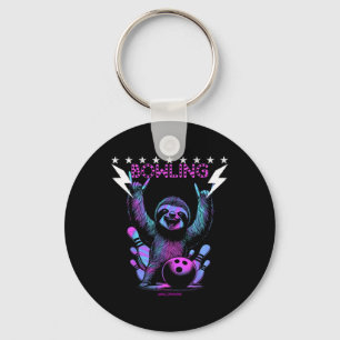 A Cool Sloth Bowling With Lightning Strike Key Ring