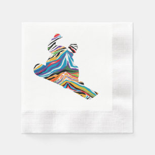 A Cool Snowboarder in a psychedelic zebra print Napkin