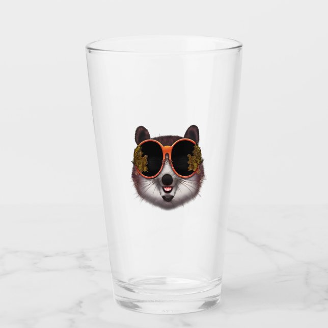 A Cool Tanuki With Ornate Sunglasses  Glass (Front)