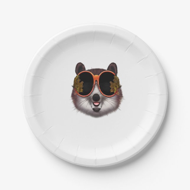 A Cool Tanuki With Ornate Sunglasses  Paper Plate (Front)