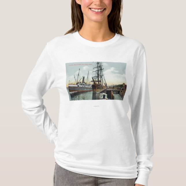 A Coos Bay Shipping Scene at Dock T-Shirt (Front)