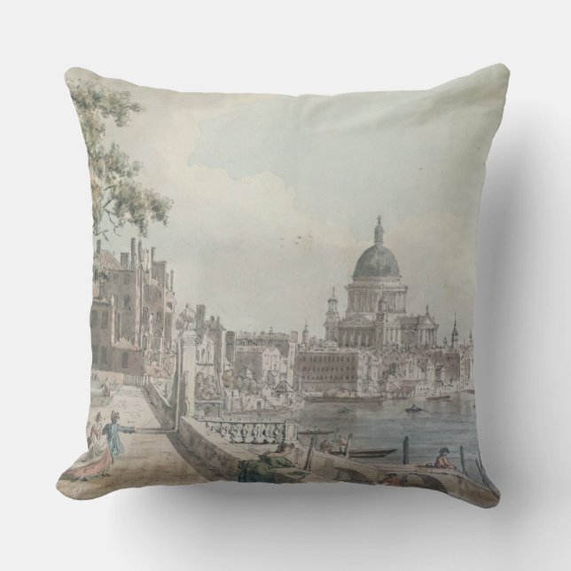 A copy of part of a drawing by Canaletto, of St. P Cushion (Front)