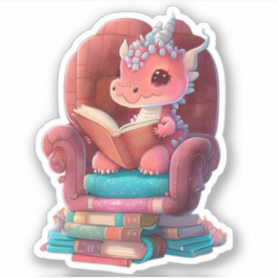 A Coral Dragon Reading Sticker