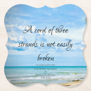A Cord of Three Strands Beach Ocean Blue Paper Coaster