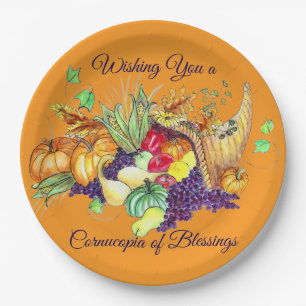 A Cornucopia of Blessings Paper Plate