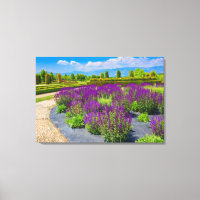 a corridor of purple sage flowers  sunlit  canvas 