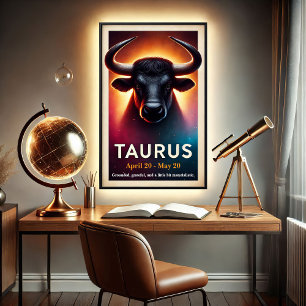 A Cosmic Taurus Bull Zodiac Poster