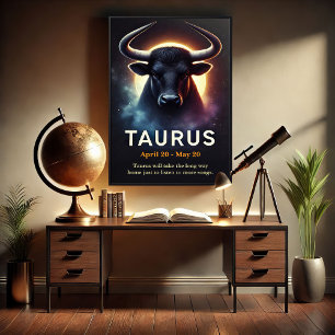 A Cosmic Taurus Bull Zodiac Poster
