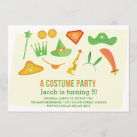 A Costume Party boys birthday party invitation