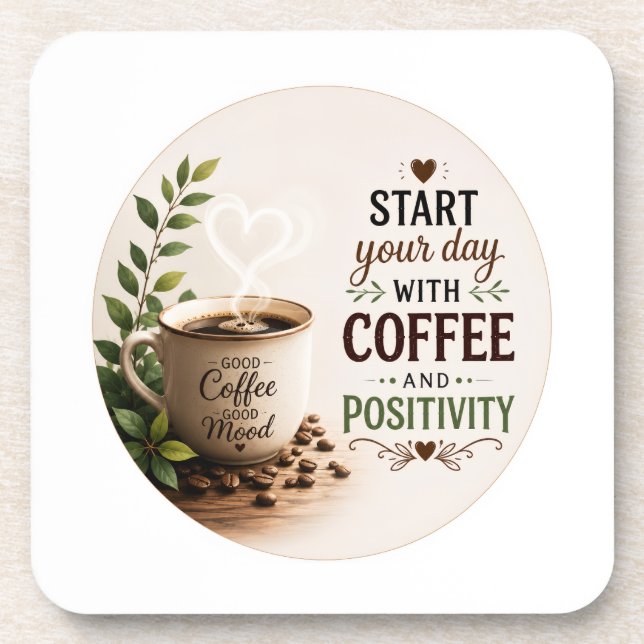 A cosy coffee-themed  coaster (Front)