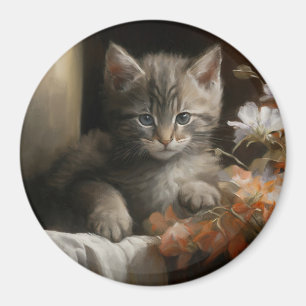 A Cosy Corner Tabby Kitten Magnet