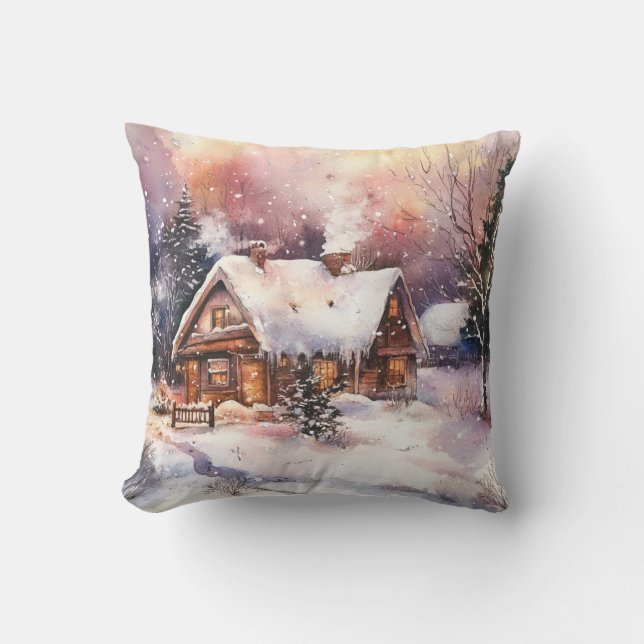 A Cosy Cottage in winter Cushion (Front)