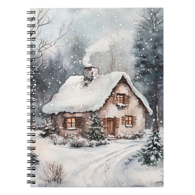 A Cosy Cottage in winter Notebook (Front)