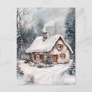 A Cosy Cottage in winter Postcard