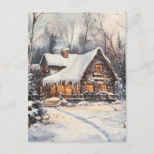 A Cosy Cottage in winter Postcard