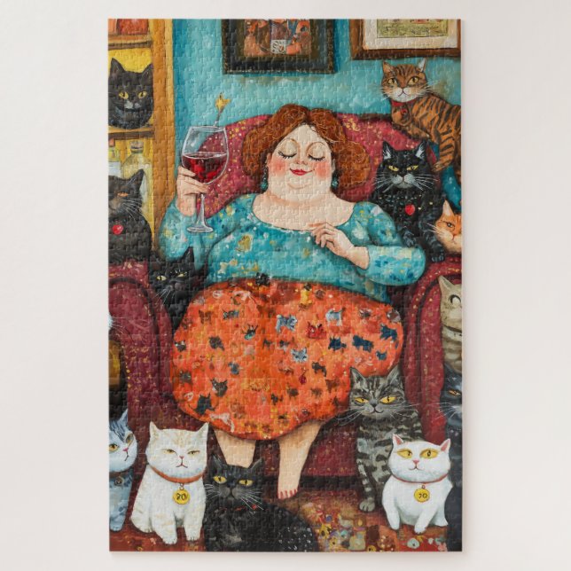 A Cosy Evening with Childless Cat Lady Jigsaw Puzzle (Vertical)