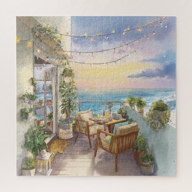 A Cosy Seaside Balcony Jigsaw Puzzle (Vertical)