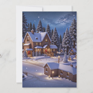 A Cosy Wintry Night Anticipating Santa Holiday Card
