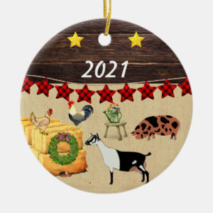 A Country Christmas KuneKune & Goat Ceramic Tree Decoration