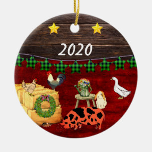 A Country Christmas KuneKune Pig Ceramic Tree Decoration