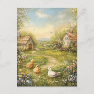 A Country Farmhouse and Barn Postcard
