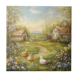 A Country Farmhouse and Barn Tile