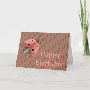 A Country Garden Ladybug Birthday Card (Red)