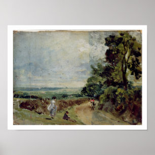 A Country road with trees and figures Poster