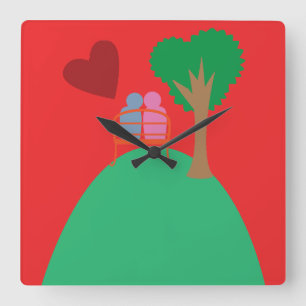 A Couple Dating Square Wall Clock