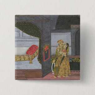 A Couple, illustration from the 'Malavi Ragini' 15 Cm Square Badge