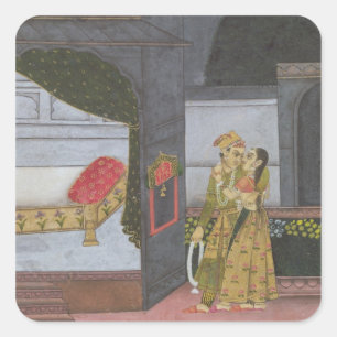 A Couple, illustration from the 'Malavi Ragini' Square Sticker