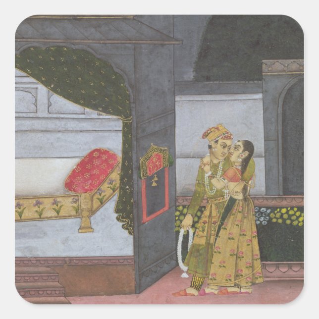 A Couple, illustration from the 'Malavi Ragini' Square Sticker (Front)