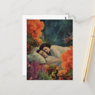 A Couple In an Undersea Hotel Bedroom Surreal Postcard