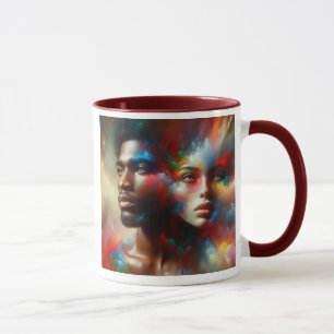 A couple look away. mug