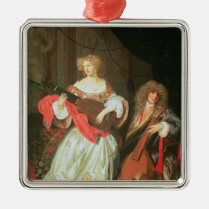 A couple making music metal tree decoration
