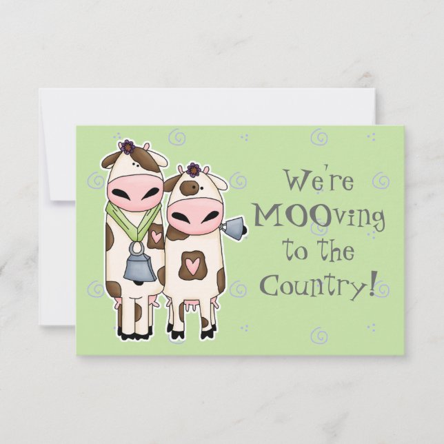a couple of cute moo cows moving announcement (Front)