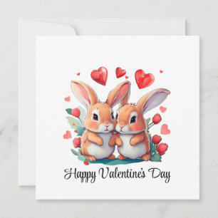 A couple of funny watercolor rabbits save the date