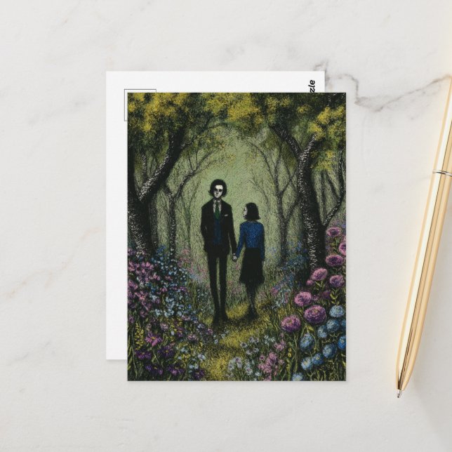 A Couple Walk in the Woods Postcard (Front/Back In Situ)