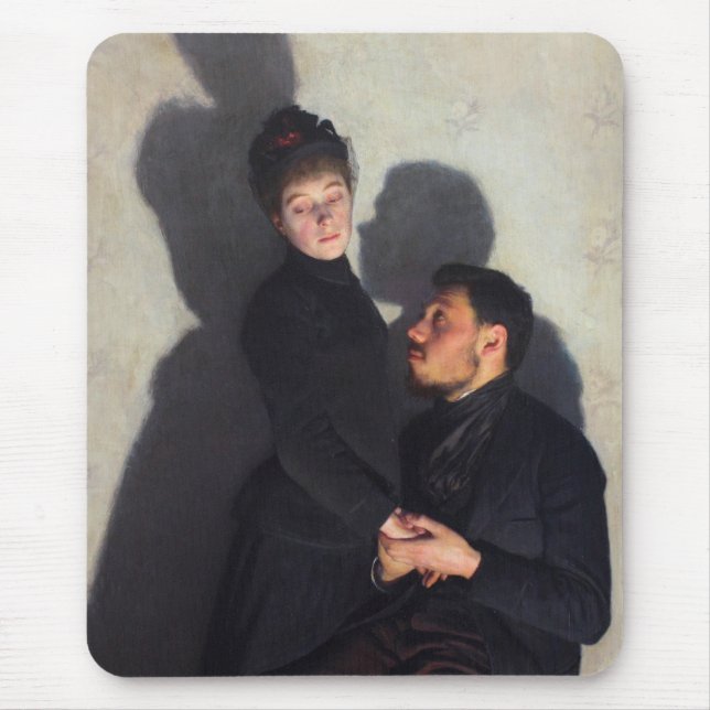 A Couple With Cast Shadows (by Emile Friant) Mouse Pad (Front)